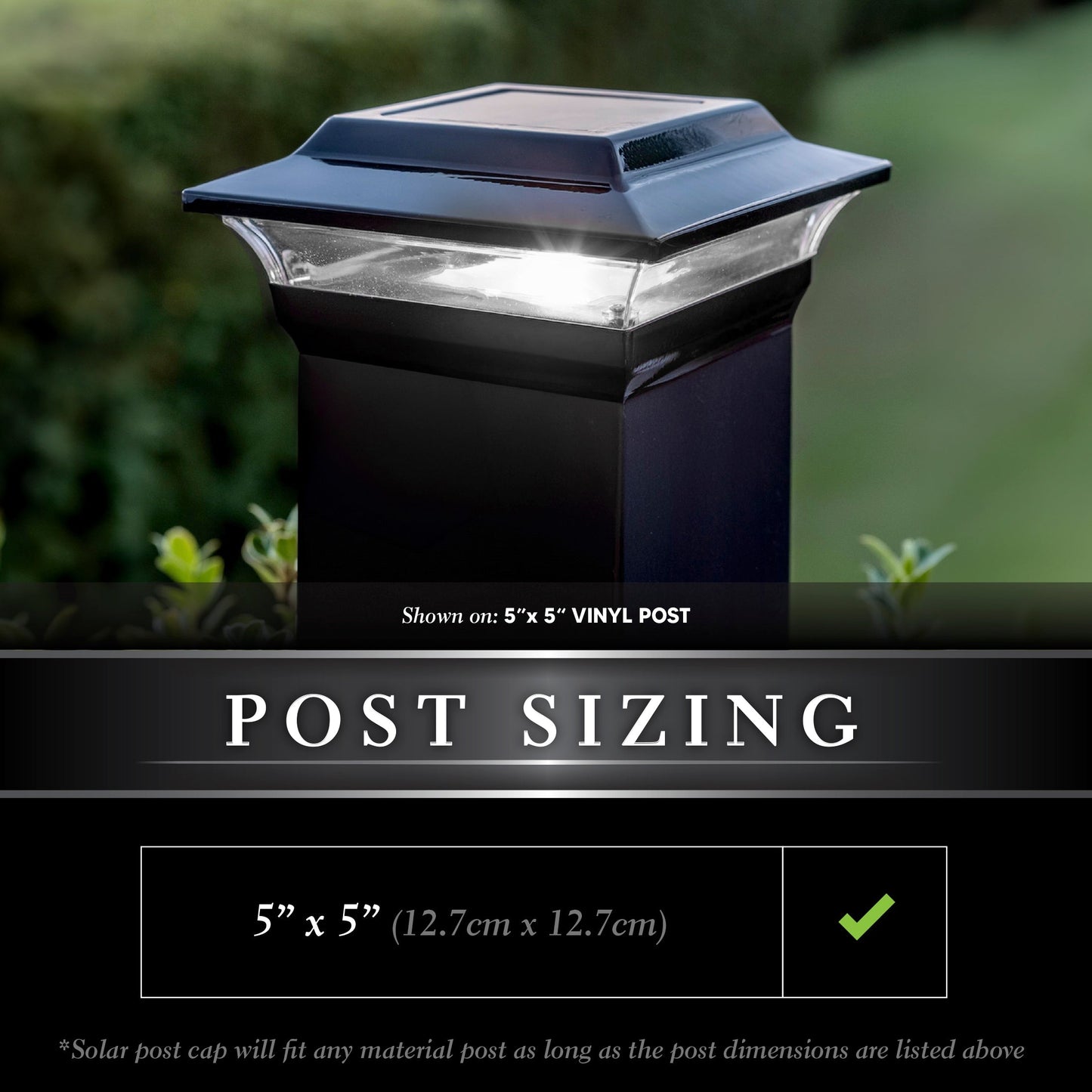 Classy Caps 5-in x 5-in 15-Lumen 1-Watt Black Powder Coated Aluminum Solar LED Outdoor Post Cap Light (4500 K)
