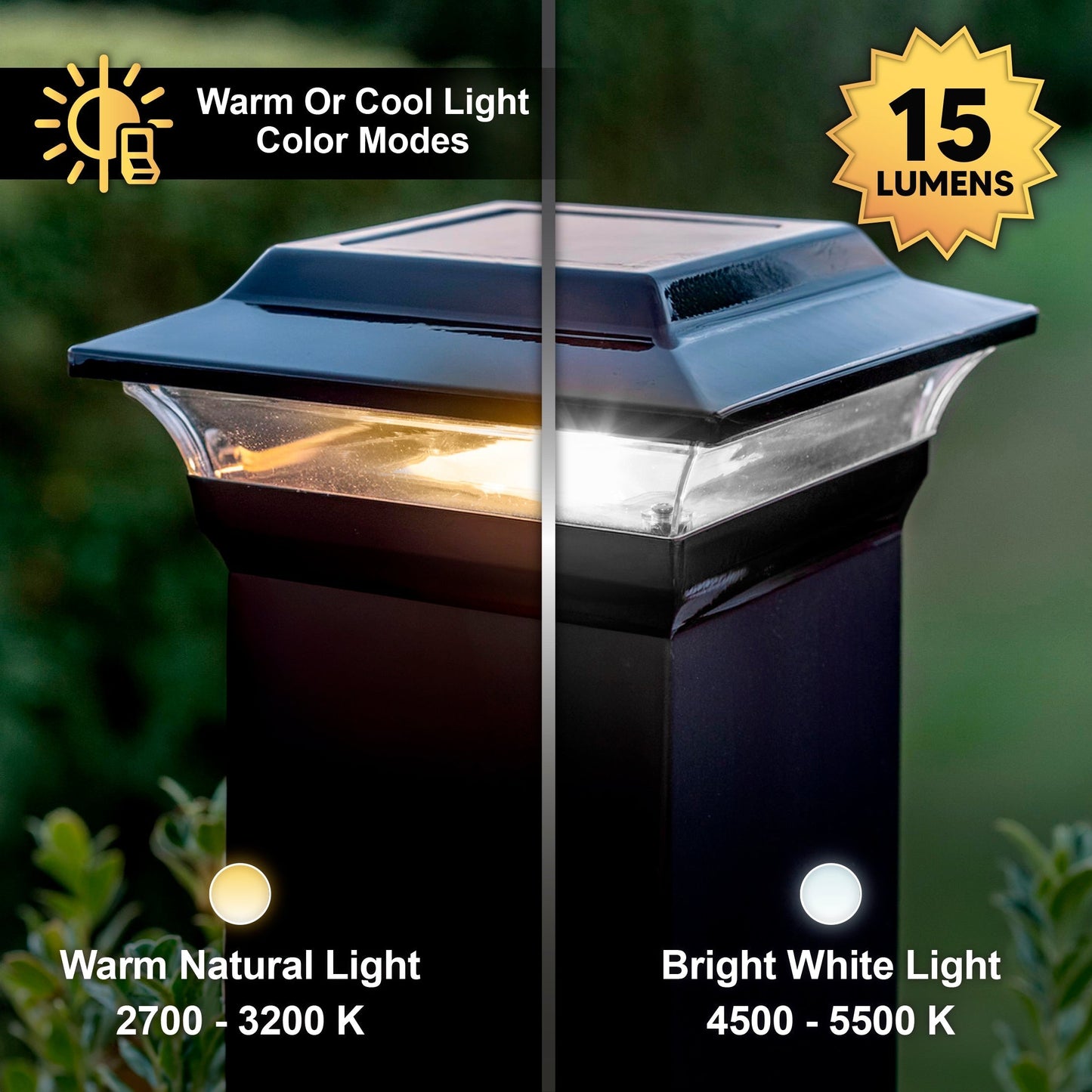 Classy Caps 5-in x 5-in 15-Lumen 1-Watt Black Powder Coated Aluminum Solar LED Outdoor Post Cap Light (4500 K)