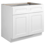 Design House Brookings 36-in W x 34.5-in H x 24-in D White Maple L-shaped 2-Drawers Base Fully Assembled Plywood Cabinet (Recessed Panel Shaker Style)