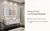 Eviva Totti Wave 72 in. W x 16 in. D x 22 in. H Double Bathroom Vanity in White with White Glassos Top and White Vessel Sinks