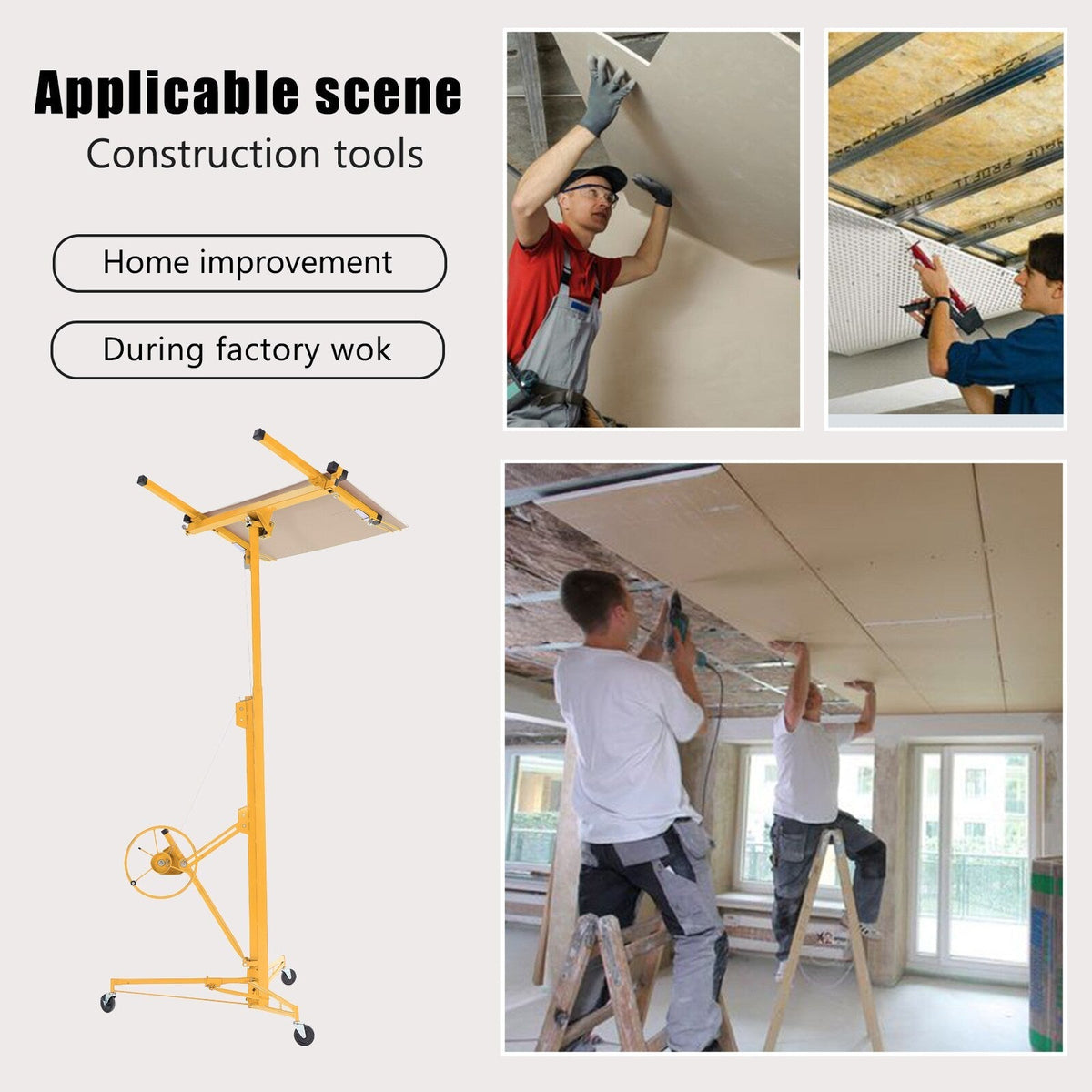 Maocao Hoom 13ft Drywall Lift 13-ft H x 53.1-in L x 53.1-in W Steel Drywall Lift