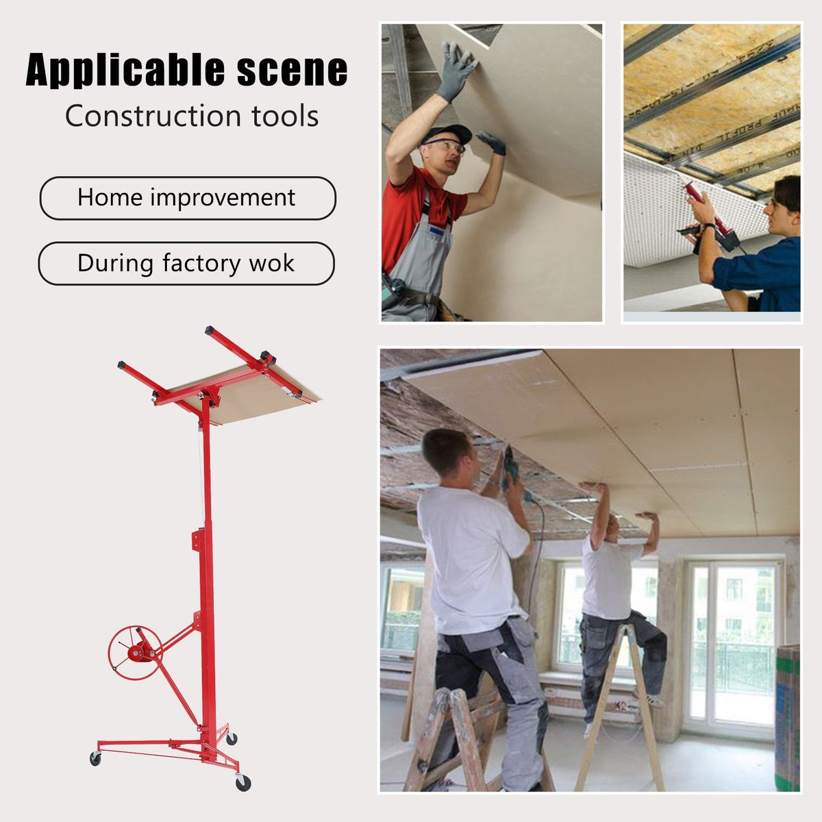 Maocao Hoom 16ft Drywall Lift 16-ft H x 53.1-in L x 53.1-in W Steel Drywall Lift