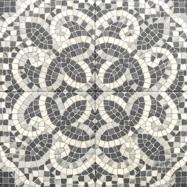 The Tile Life Roman Road Black 8-in x 8-in Satin Porcelain Encaustic Floor and Wall Tile product image