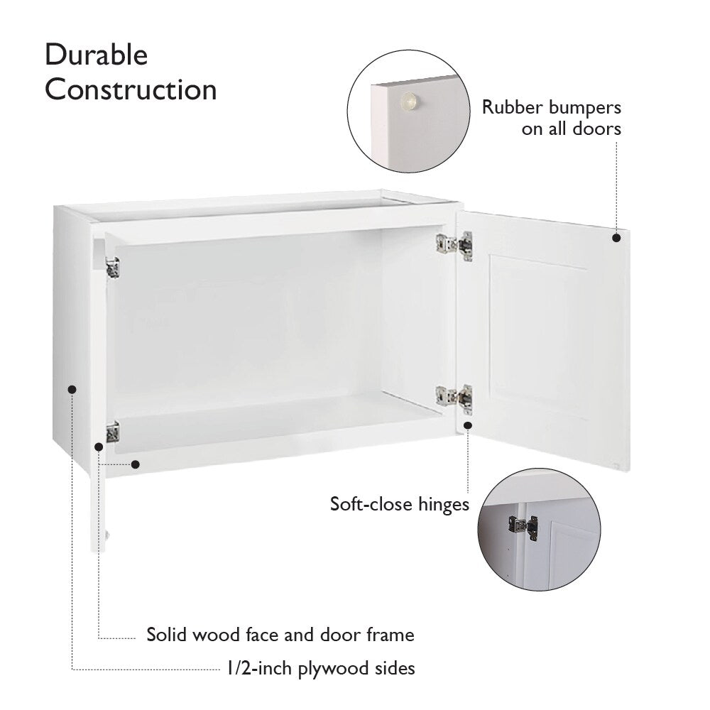 Design House Brookings 30-in W x 15-in H x 12-in D White Maple Wall Ready To Assemble Plywood Cabinet (Recessed Panel Shaker Door Style)