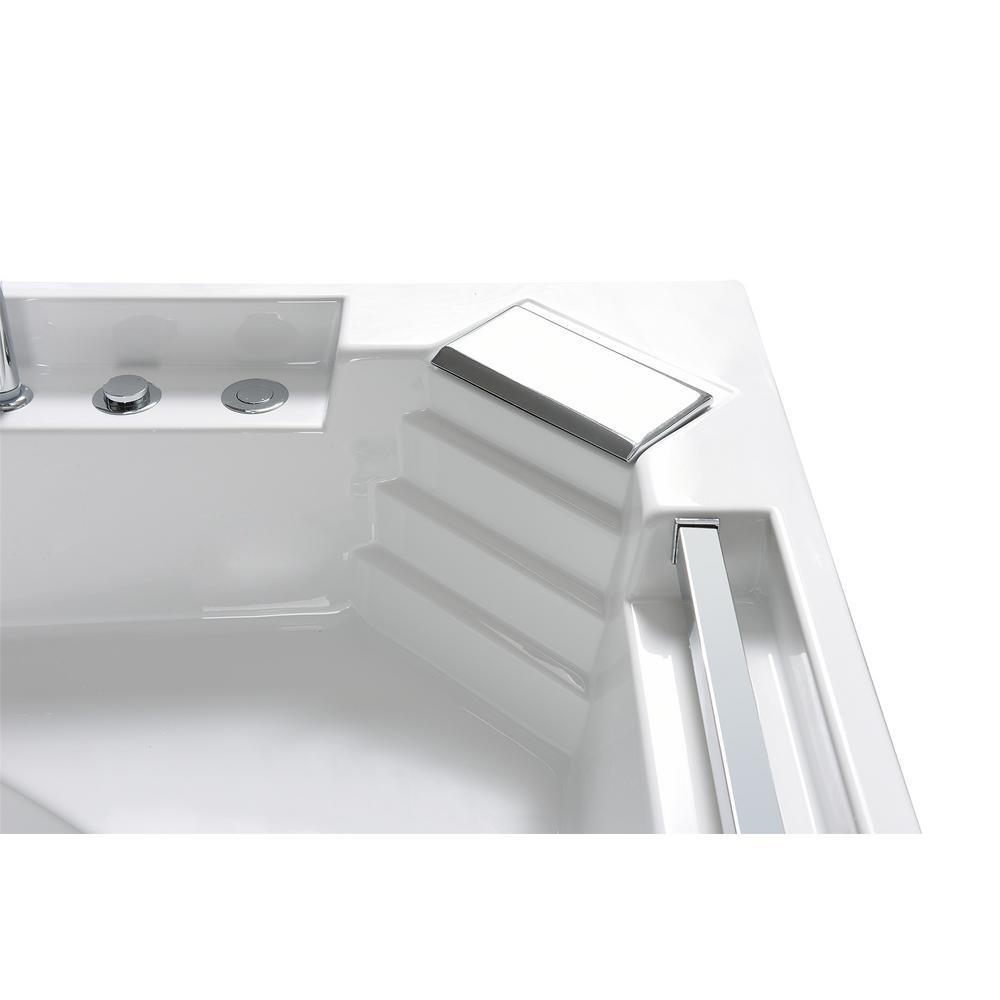 Daisy 53 in. Acrylic Drain Center Corner Alcove Whirlpool Bathtub in White - Super Arbor