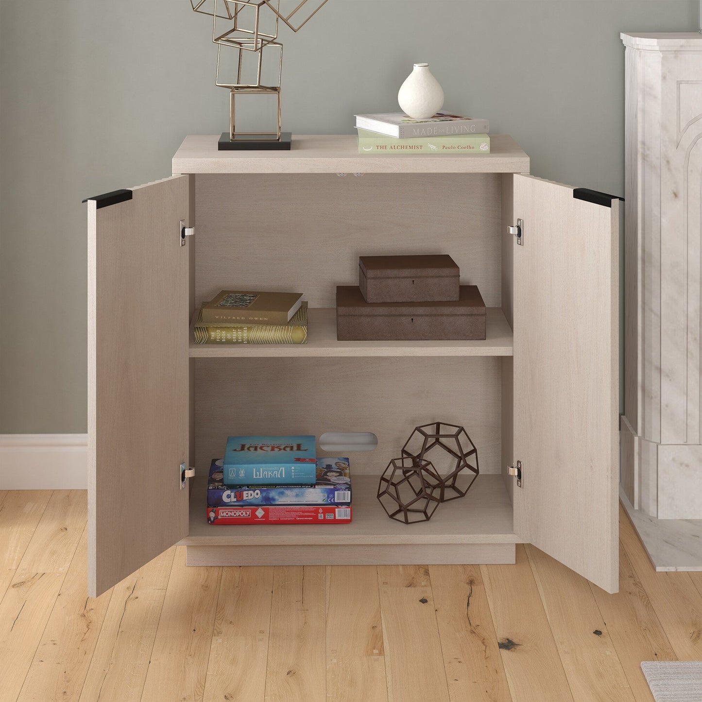 Hailey Home Mansfield Black Grain 2-Shelf Office Cabinet