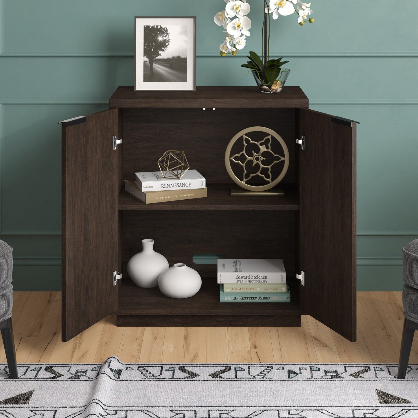 Hailey Home Mansfield Alder Brown 2-Shelf Office Cabinet