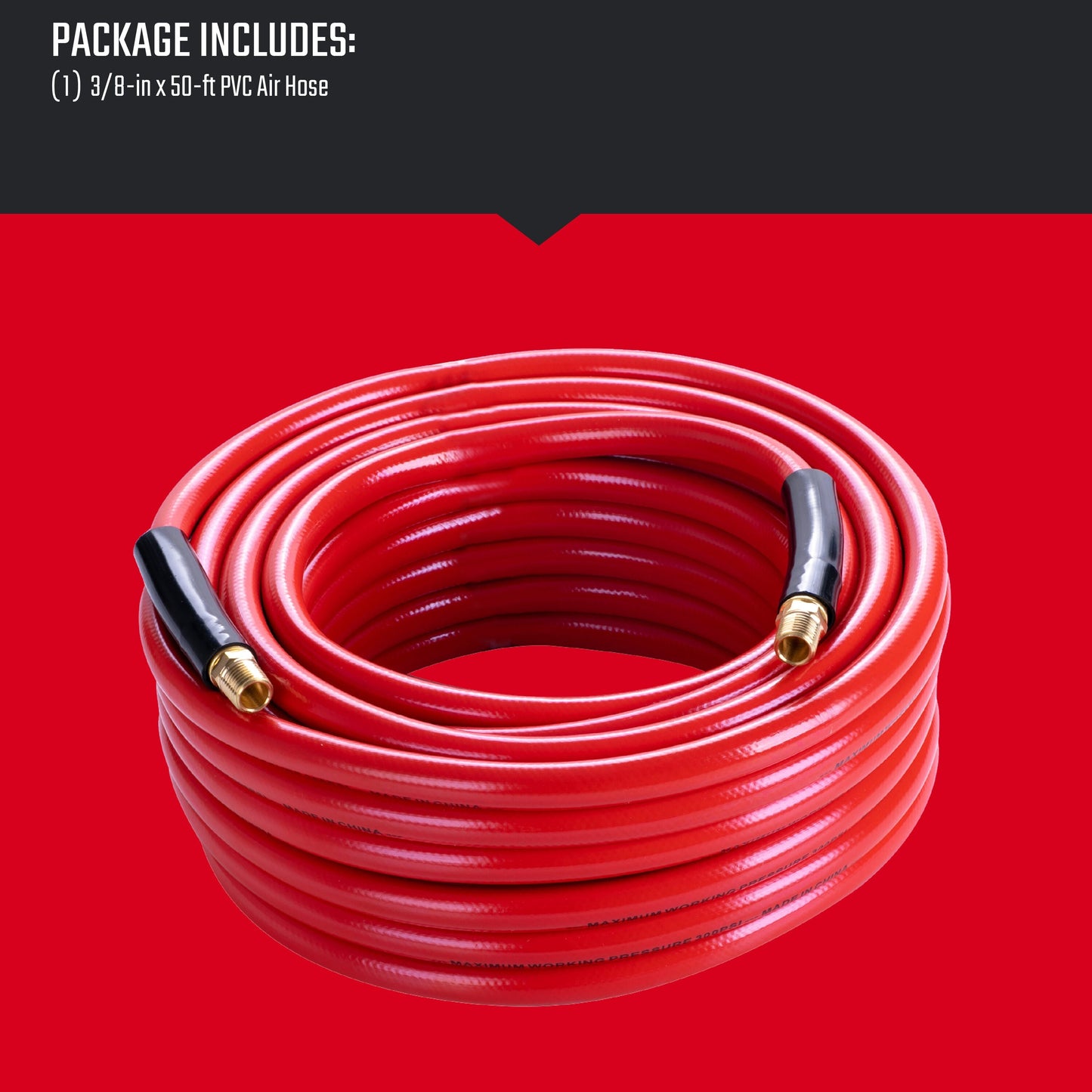 Craftsman 50-ft x 3/8-in PVC Air Hose, 300 PSI, Red
