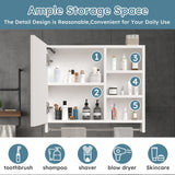 WELLFOR 31.5-in x 27.56-in Lighted LED Fog Free Surface Mount White Mirrored Soft Close Medicine Cabinet