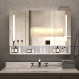 WELLFOR 40-in x 28-in Lighted LED Fog Free Surface Mount White Mirrored Soft Close Medicine Cabinet