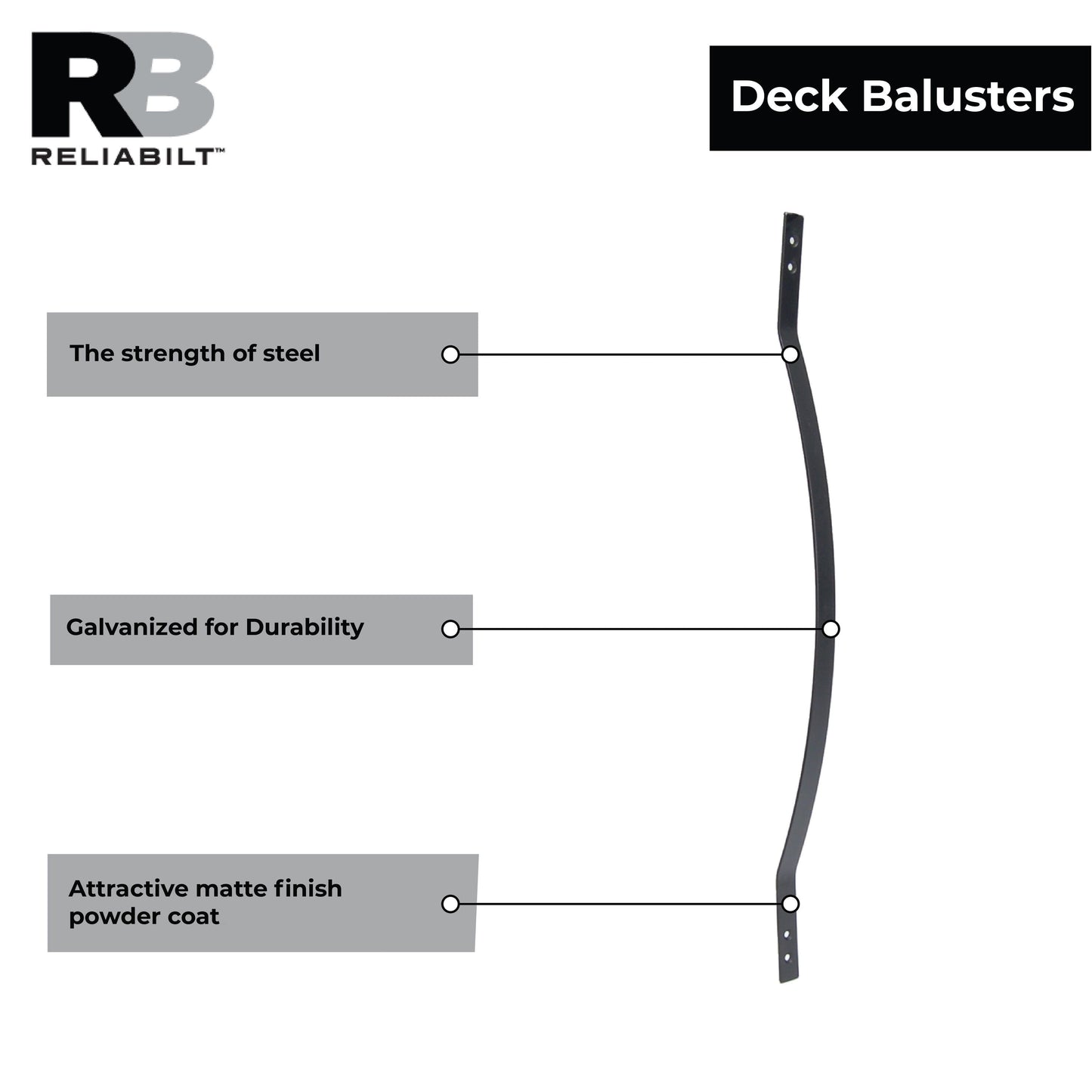 RELIABILT 1-in x 31-in Black Sand Galvanized Steel Turned Deck Baluster (10-Pack)