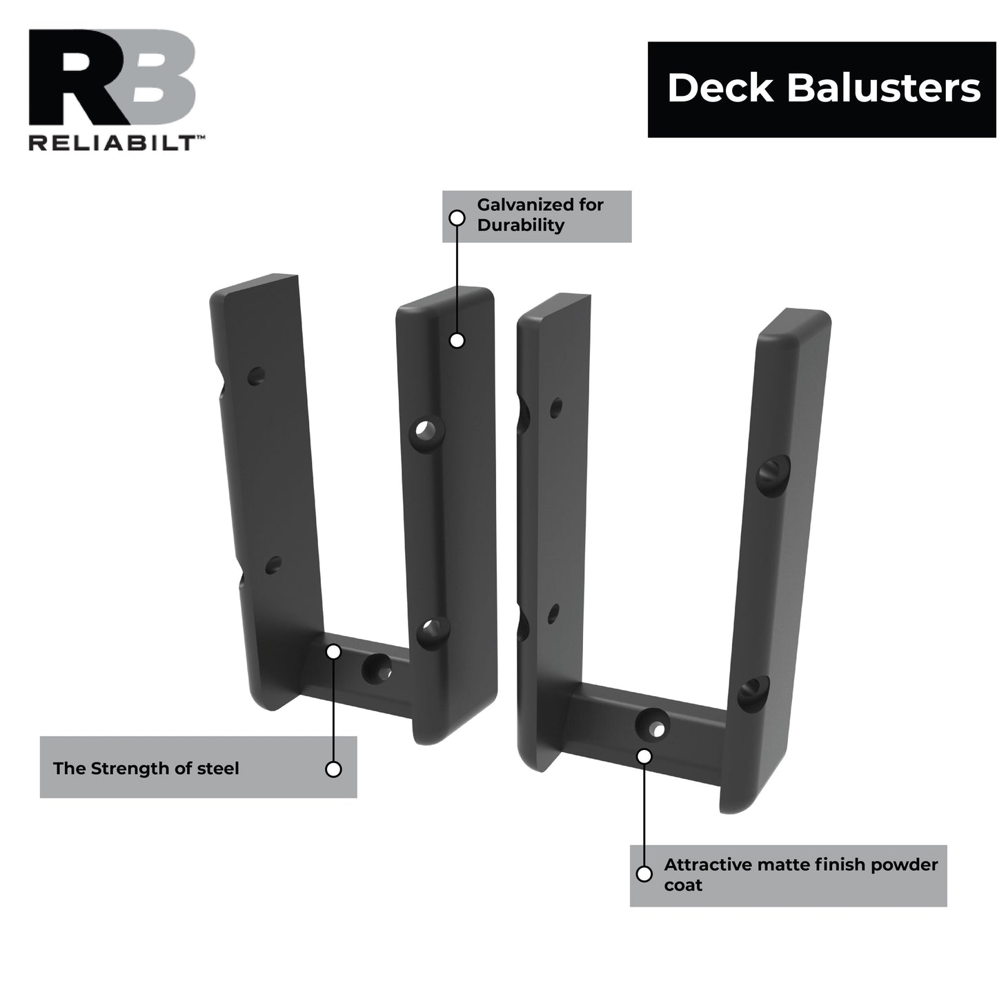 RELIABILT 1-in x 1-in Black Sand Composite Support Bracket