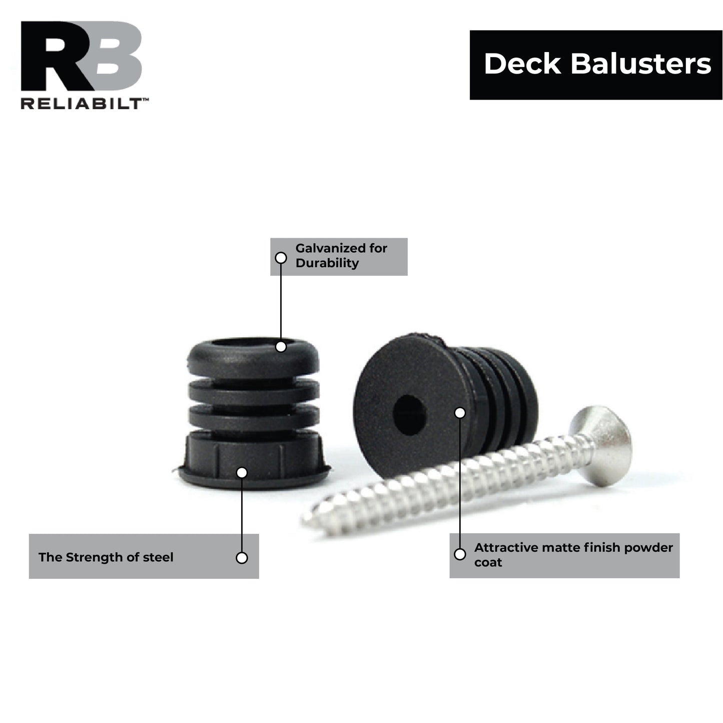 RELIABILT 0.5-in x 0.5-in Black Sand Plastic Baluster Connector (22-Pack)