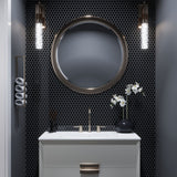 Apollo Tile Colorway Black 12-in x 12-in Glossy Glass Penny Round Floor and Wall Tile (5-sq. ft/ Carton)