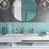 Apollo Tile Colorway Tiffany Blue 12-in x 12-in Glossy Glass Brick Subway Floor and Wall Tile (4.92-sq. ft/ Carton)