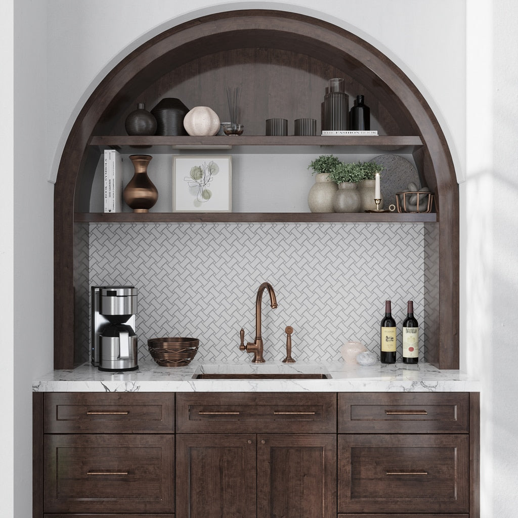 Apollo Tile Athens White 11-in x 11-in Polished Natural Stone Marble Basketweave Marble Look Floor and Wall Tile (4.2-sq. ft/ Carton)