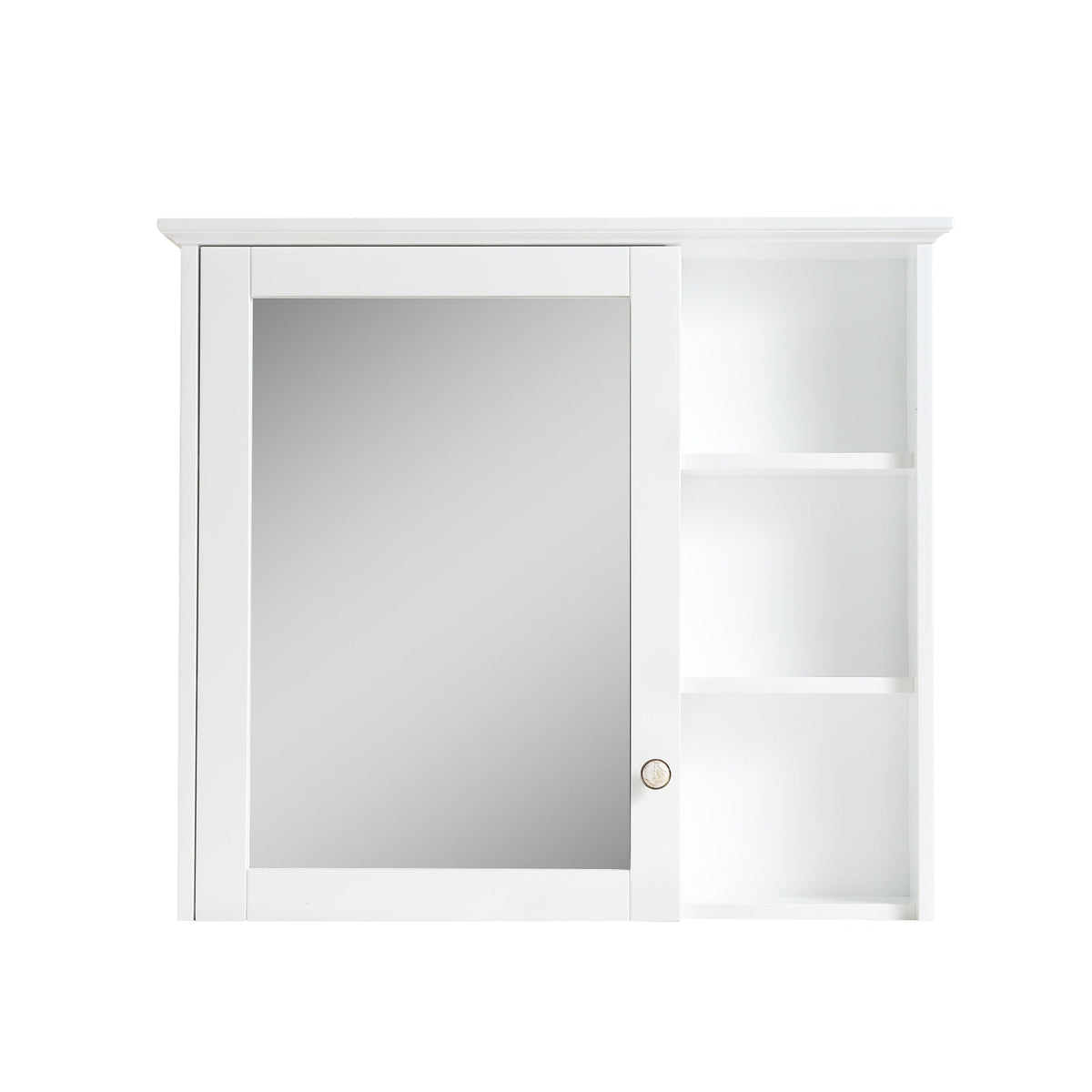 Forclover Assembled Solid Wood 34-in x 30-in Surface Mount White Mirrored Soft Close Medicine Cabinet