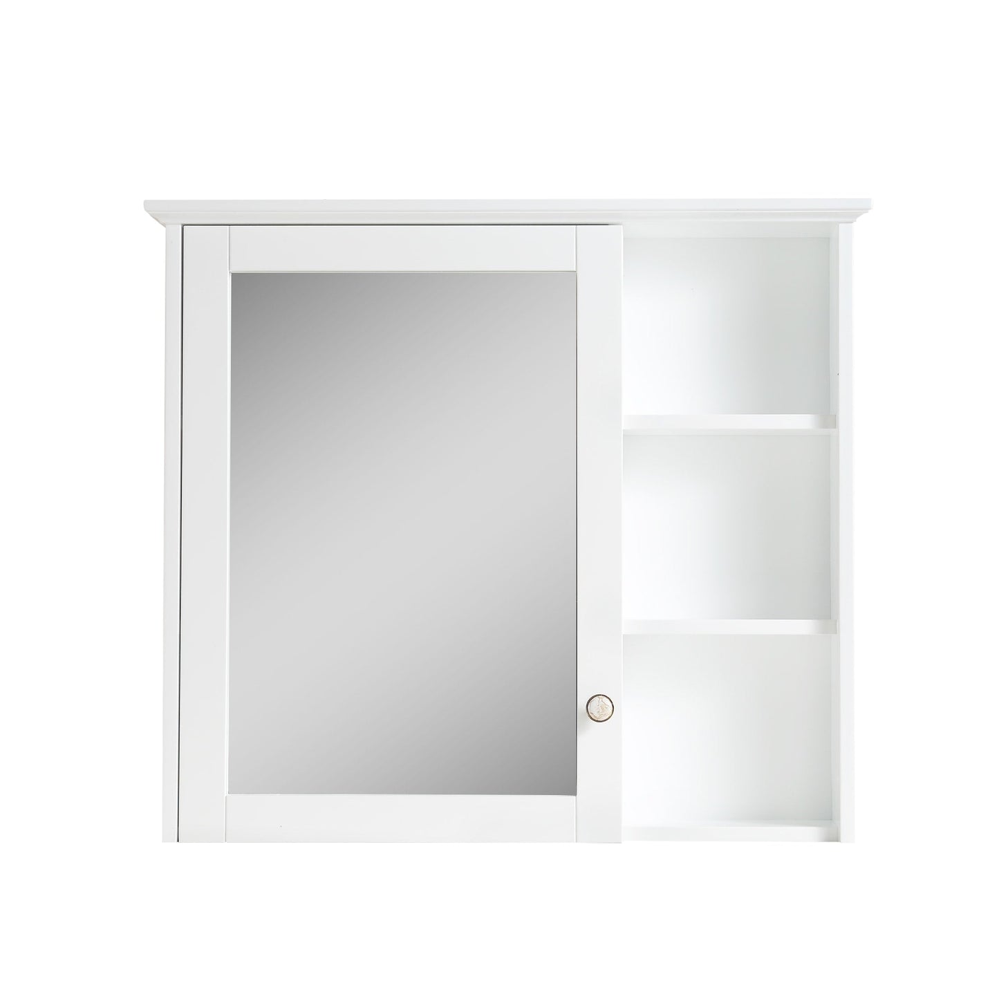 Forclover Assembled Solid Wood 34-in x 30-in Surface Mount White Mirrored Soft Close Medicine Cabinet