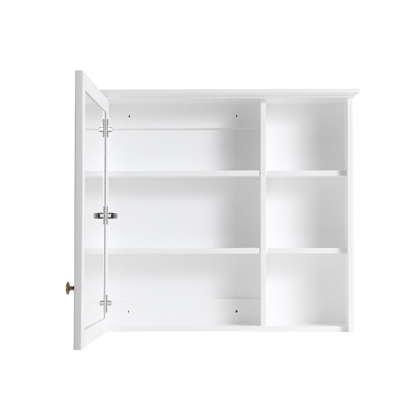 Forclover Assembled Solid Wood 34-in x 30-in Surface Mount White Mirrored Soft Close Medicine Cabinet