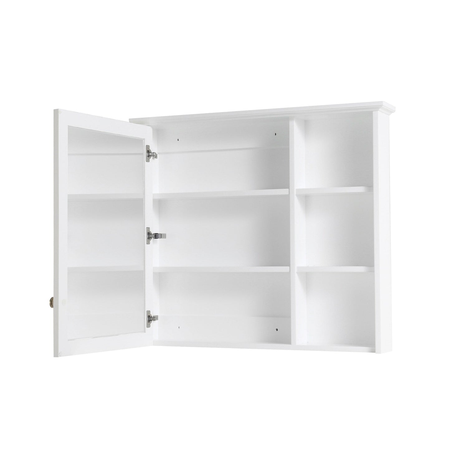 Forclover Assembled Solid Wood 34-in x 30-in Surface Mount White Mirrored Soft Close Medicine Cabinet