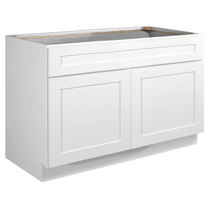 Design House Brookings 48-in W x 34.5-in H x 24-in D White Maple Sink Base Ready To Assemble Plywood Cabinet (Recessed Panel Shaker Style)