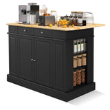 BABOOM Black Mdf Base with Mdf Wood Top Rolling Kitchen Island (36 x 47 x 36)