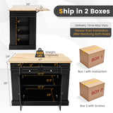 BABOOM Black Mdf Base with Mdf Wood Top Rolling Kitchen Island (36 x 47 x 36)