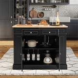 BABOOM Black Mdf Base with Mdf Wood Top Rolling Kitchen Island (36 x 47 x 36)