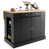 BABOOM Black Mdf Base with Mdf Wood Top Rolling Kitchen Island (36 x 47 x 36)