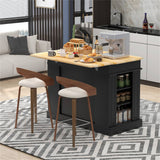 BABOOM Black Mdf Base with Mdf Wood Top Rolling Kitchen Island (36 x 47 x 36)