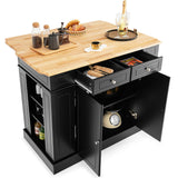BABOOM Black Mdf Base with Mdf Wood Top Rolling Kitchen Island (36 x 47 x 36)