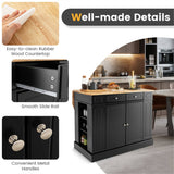 BABOOM Black Mdf Base with Mdf Wood Top Rolling Kitchen Island (36 x 47 x 36)
