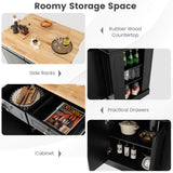 BABOOM Black Mdf Base with Mdf Wood Top Rolling Kitchen Island (36 x 47 x 36)