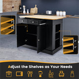 BABOOM Black Mdf Base with Mdf Wood Top Rolling Kitchen Island (36 x 47 x 36)