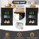 BABOOM Black Mdf Base with Mdf Wood Top Rolling Kitchen Island (36 x 47 x 36)