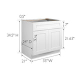 Design House Brookings 33-in W x 34.5-in H x 24-in D White Maple Base Fully Assembled Plywood Cabinet (Recessed Panel Shaker Door Style)