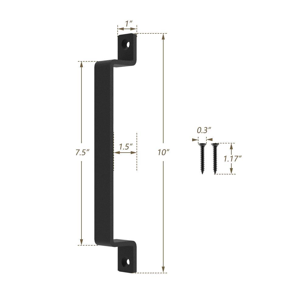 10 in. Black Steel Sliding Barn Door Handle - Super Arbor