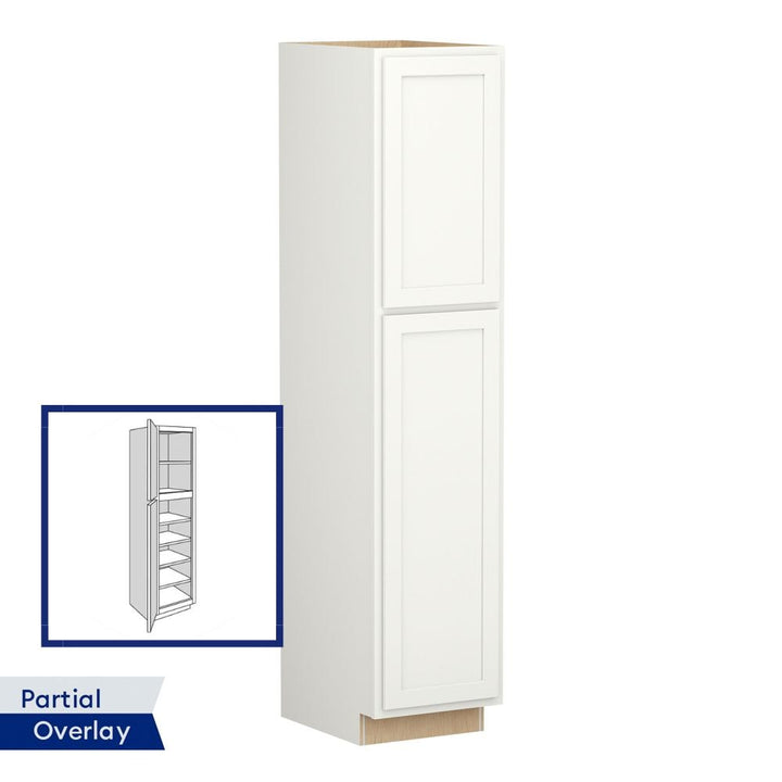Shenandoah PRO Express Breckenridge 18-in W x 90-in H x 24-in D Linen Partial Overlay Pantry Fully Assembled Plywood Cabinet (Recessed Panel Shaker Door Style)