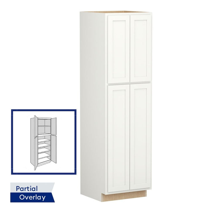 Shenandoah PRO Express Breckenridge 24-in W x 96-in H x 24-in D Linen Partial Overlay Pantry Fully Assembled Plywood Cabinet (Recessed Panel Shaker Door Style)