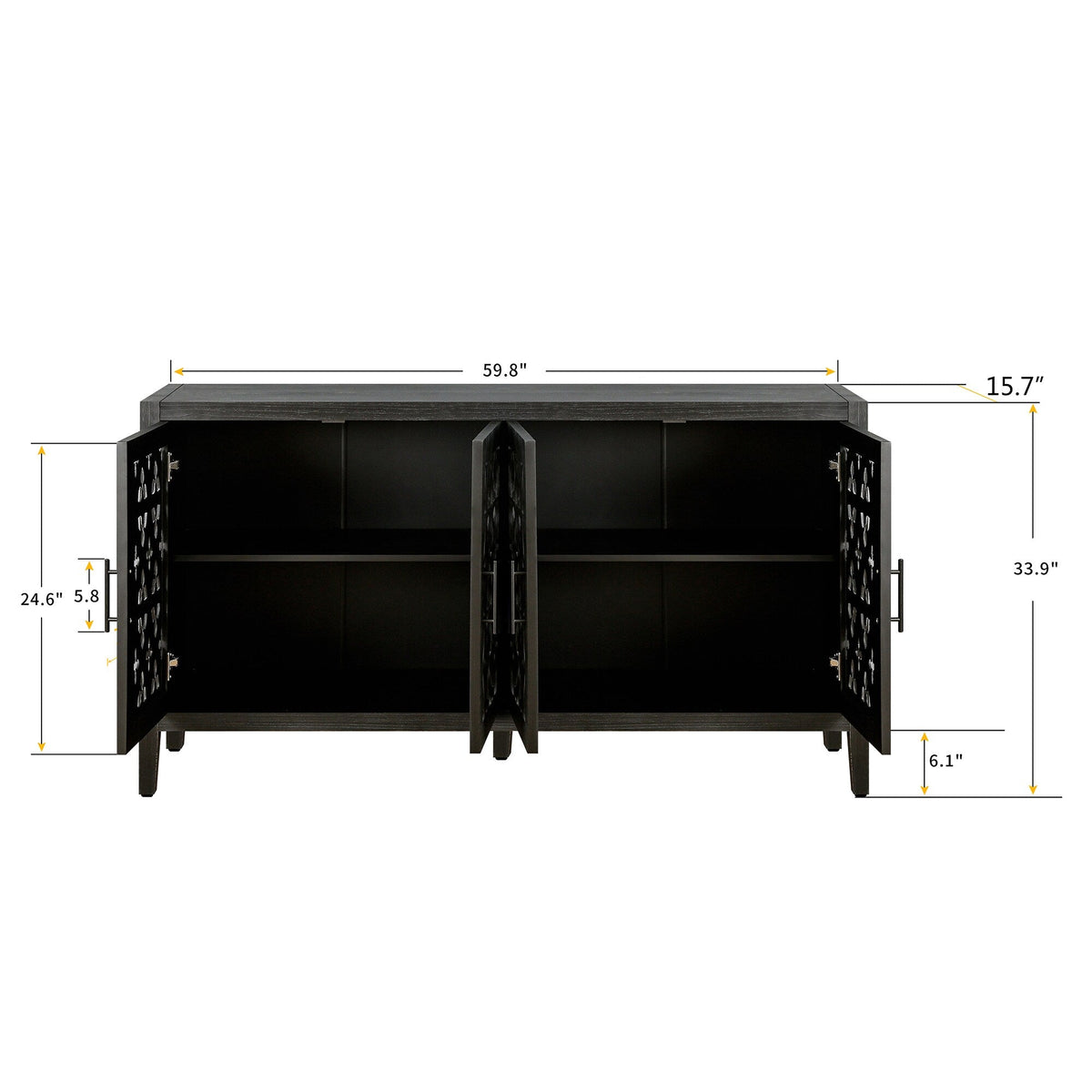 SINOFURN Traditional Black Tv Cabinet (Accommodates TVs up to 65-in)