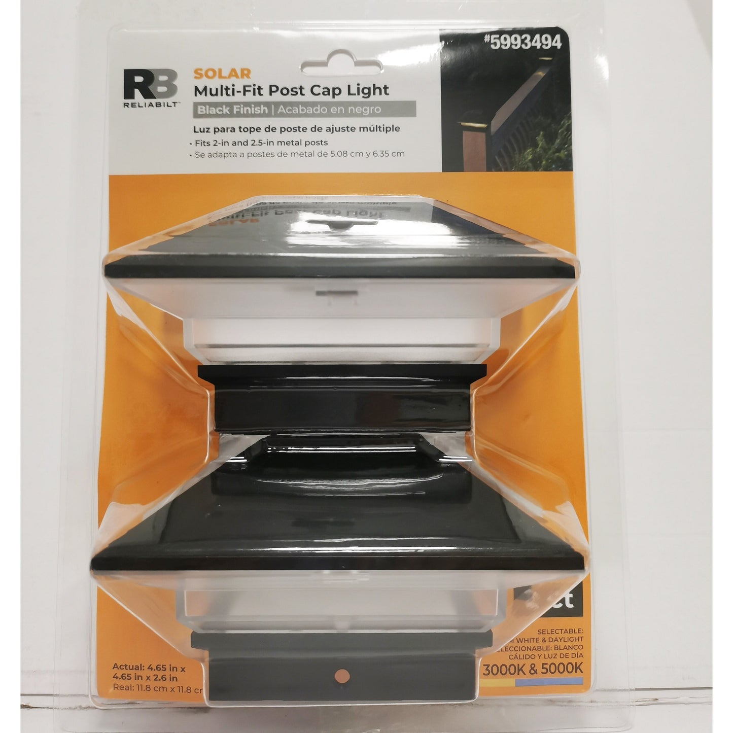RELIABILT 3-in x 3-in 5-Lumen Black Solar LED Outdoor Post Cap Light (5000 K)