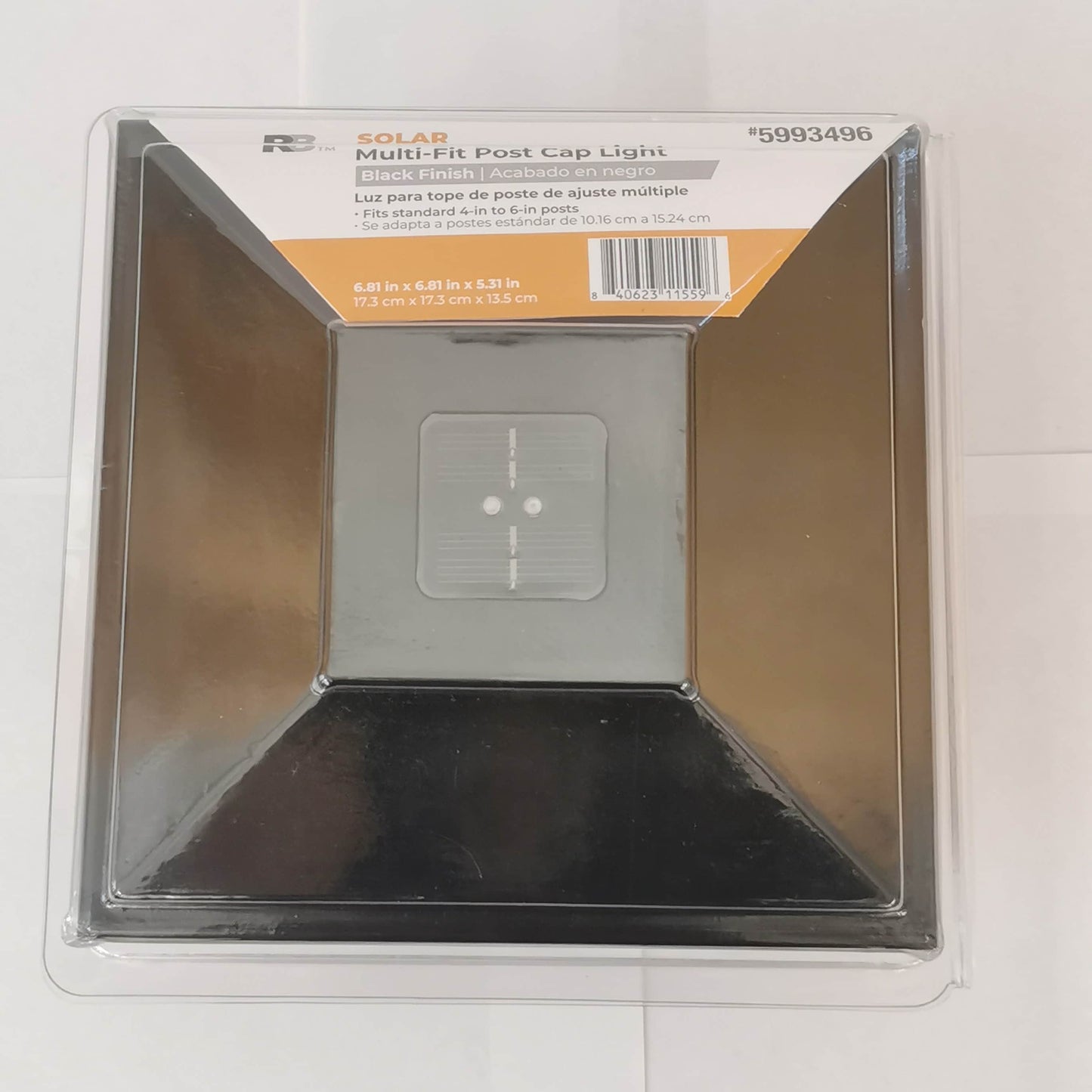 RELIABILT 4-in x 4-in 5-Lumen Black Solar LED Outdoor Post Cap Light (5000 K)