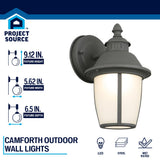 Portfolio Camforth 9.12-in H Matte Black Integrated LED Outdoor Wall Lantern, Hardwired