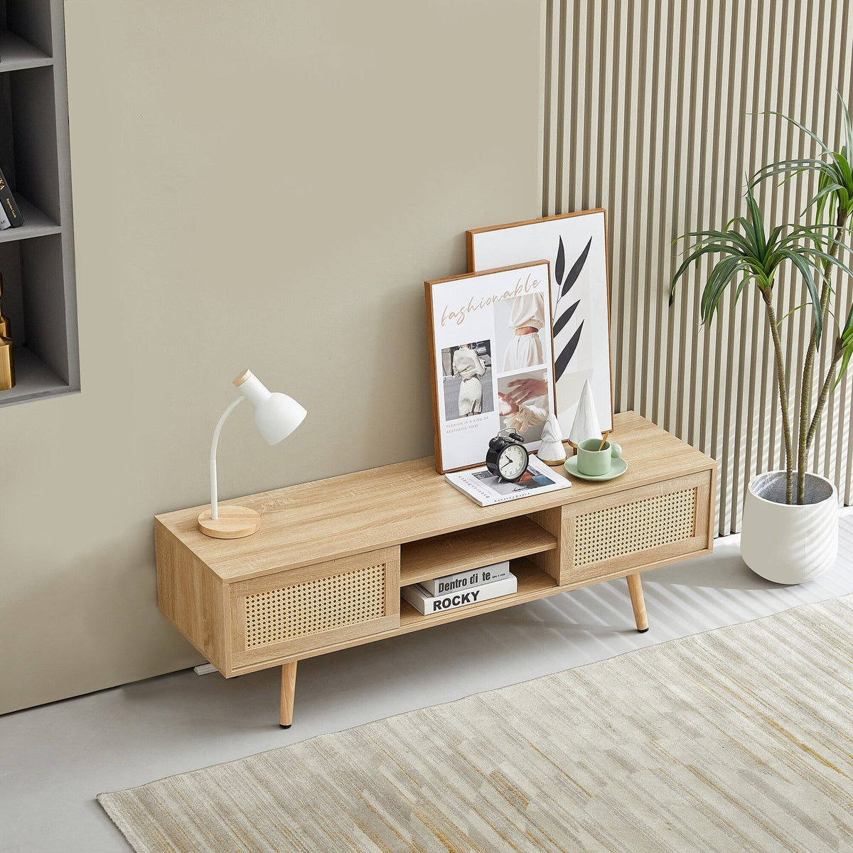 SINOFURN Farmhouse/Rustic Natural Tv Cabinet (Accommodates TVs up to 60-in)