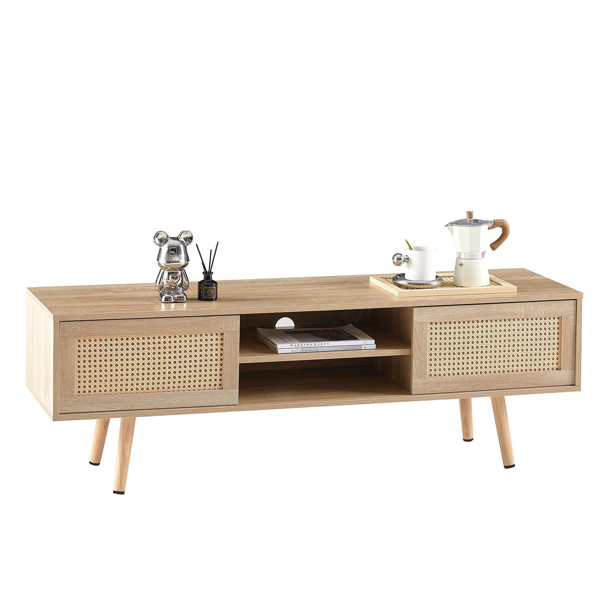 SINOFURN Farmhouse/Rustic Natural Tv Cabinet (Accommodates TVs up to 60-in)