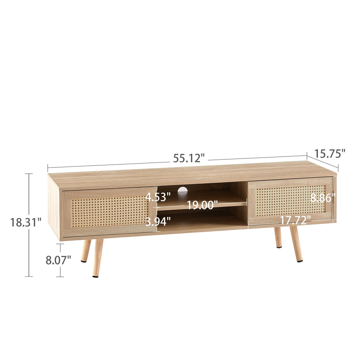 SINOFURN Farmhouse/Rustic Natural Tv Cabinet (Accommodates TVs up to 60-in)