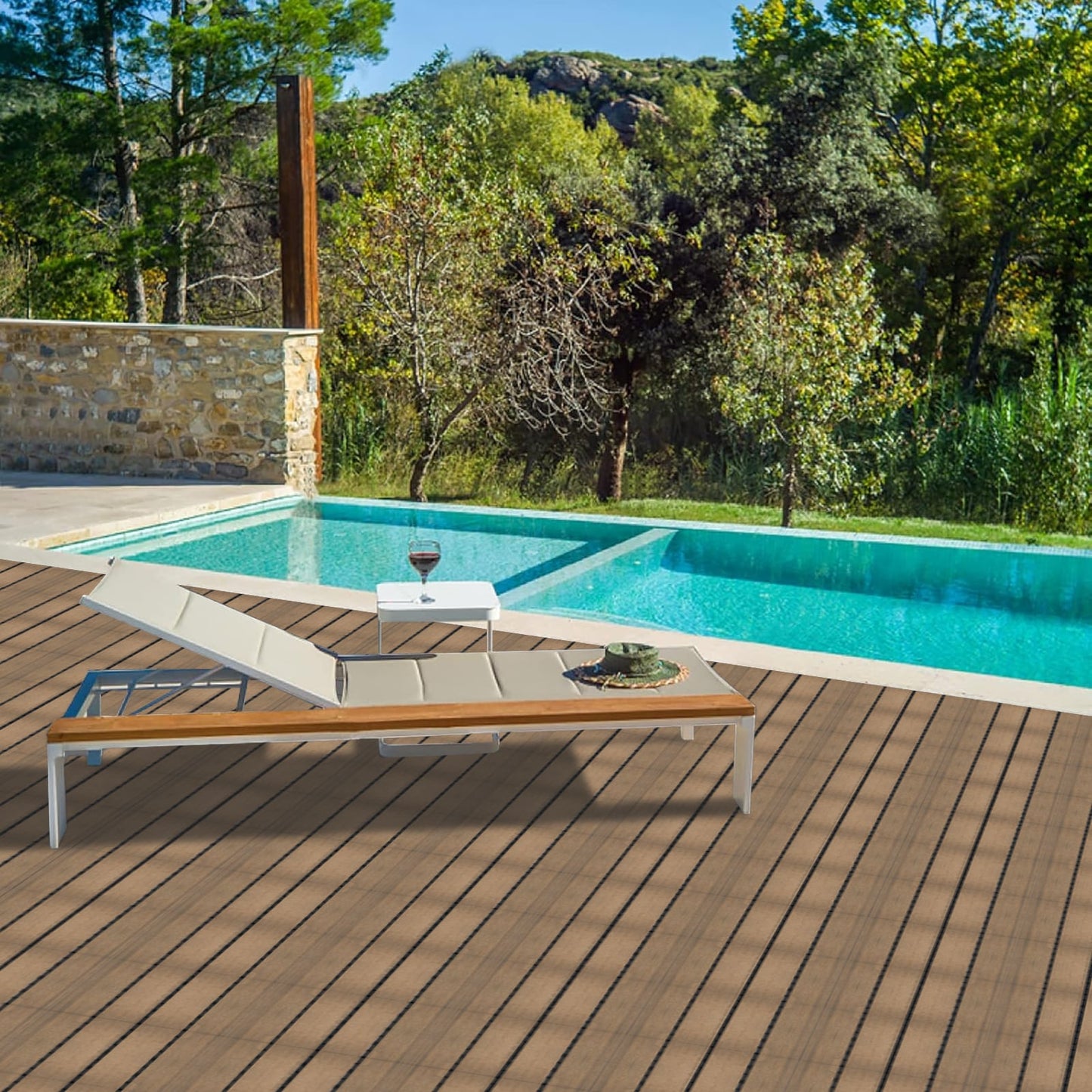 Maocao Hoom 11.8-in x 11.8-in Oak Prefinished Pressure Treated Composite Deck Tile (10.63-sq ft)