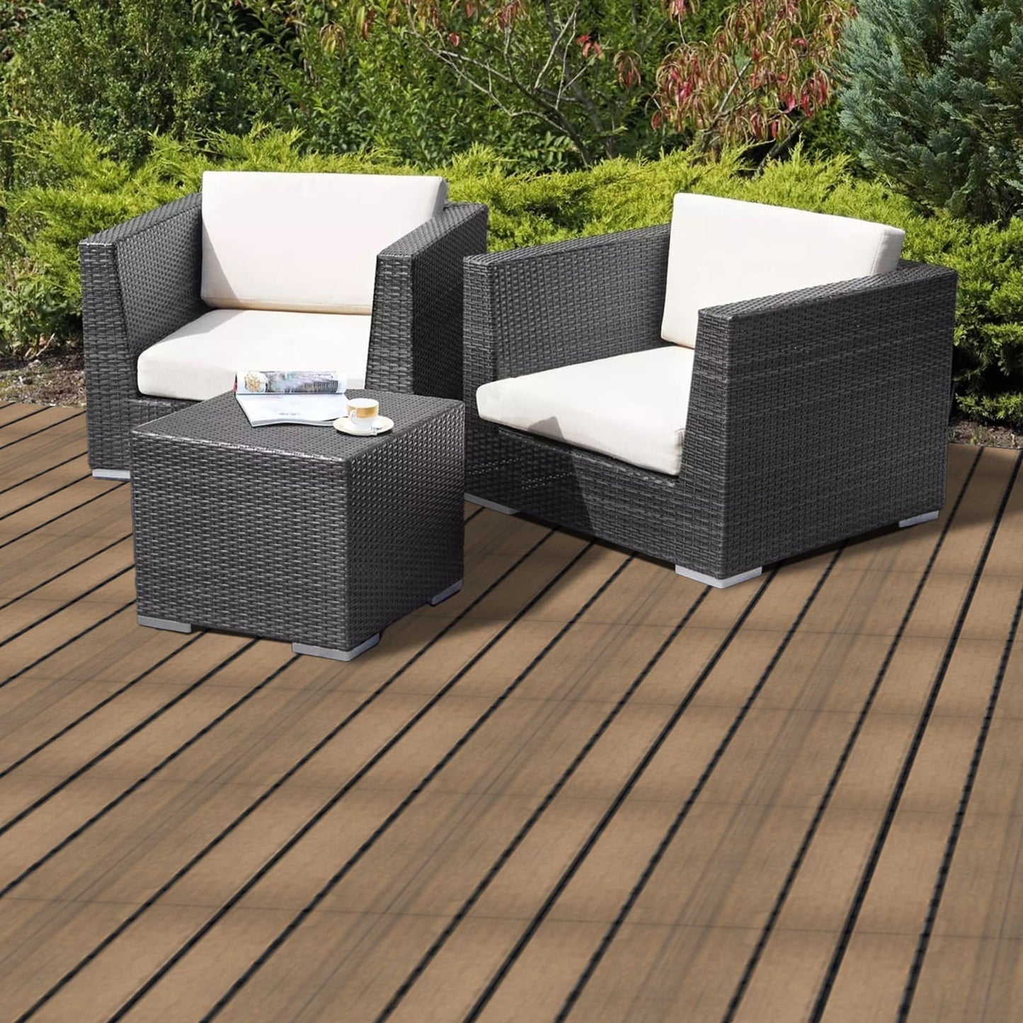 Maocao Hoom 11.8-in x 11.8-in Oak Prefinished Pressure Treated Composite Deck Tile (10.63-sq ft)
