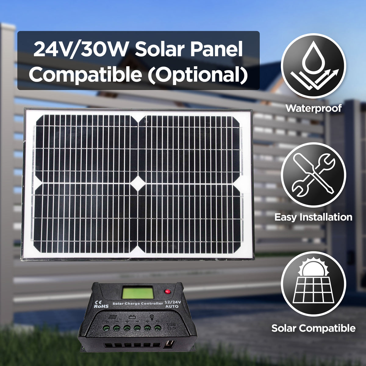 ALEKO 20-ft Dual Swing Universal Electric Driveway Gate Opener Kit (Solar Compatible)