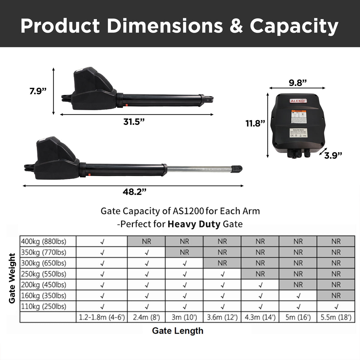 ALEKO 20-ft Dual Swing Universal Electric Driveway Gate Opener Kit (Solar Compatible)
